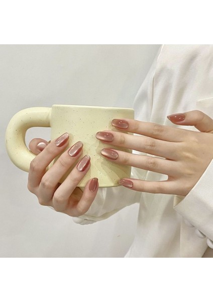 10'lu Ten Rengi Kısa Oval TT1182 Tekrar Kullanılabilir El Yapımı Protez Takma Tırnak - Ten Rengi-M fiyatları