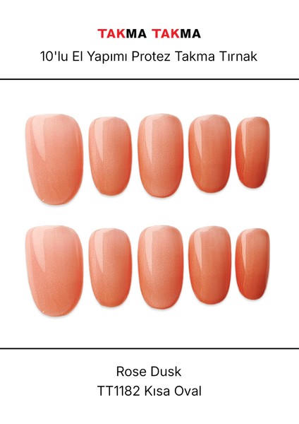 10'lu Ten Rengi Kısa Oval TT1182 Tekrar Kullanılabilir El Yapımı Protez Takma Tırnak - Ten Rengi-M modelleri