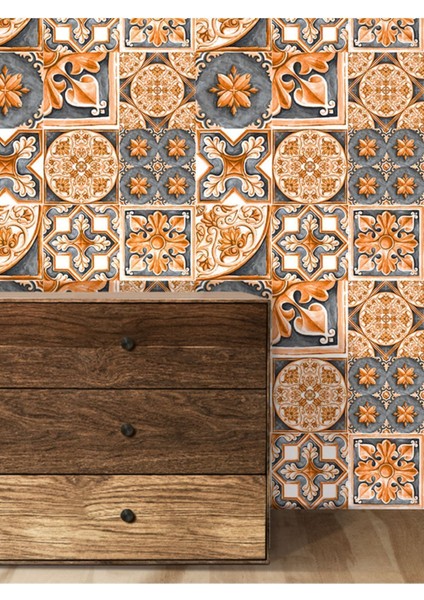 Seramik Desenli Yırtılmaz Silinebilir Sağlıklı Tekstil Duvar Kağıdı