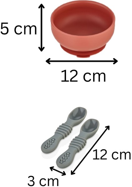 2'li Silikon Bebek Beslenme Seti / Mama Kasesi / Mama Kaşığı - Kiremit Rengi fırsatları