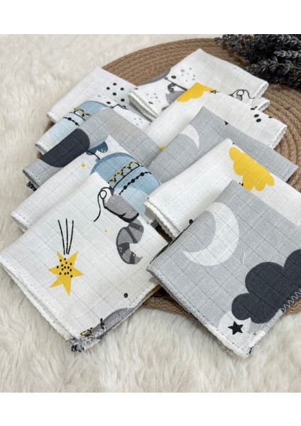 %100 Pamuk Müslin Ağız Mendili 10'lu Set | Bebek Ağız Bezi | Yumuşak & Emici | Yeni Doğan Için Uygun