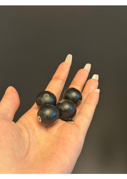 4 Adet 2 cm Plastik Siyah Takı Boncuğu