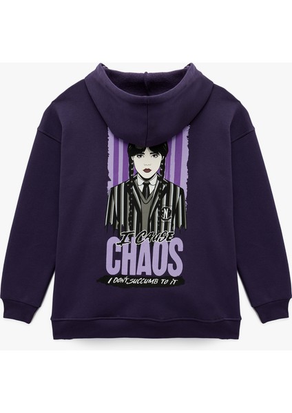 Wednesday Lisanslı Kanguru Cepli Kapüşonlu Arkası Baskılı Oversize Sweatshirt fiyatları