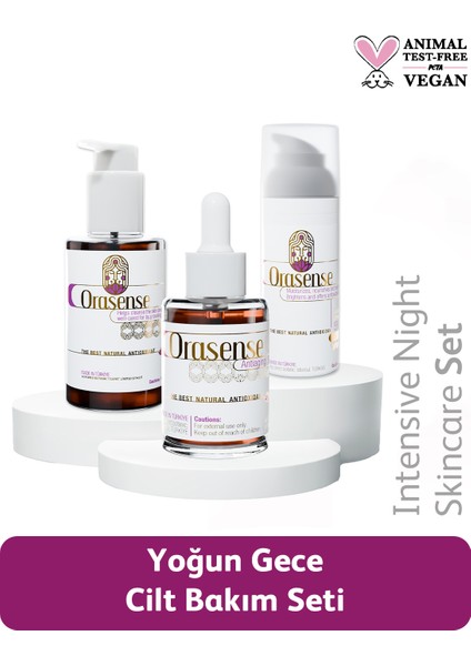 Yoğun Gece Cilt Bakım Seti - Yenileyici Onarıcı Parlatıcı Safran Özlü Vegan