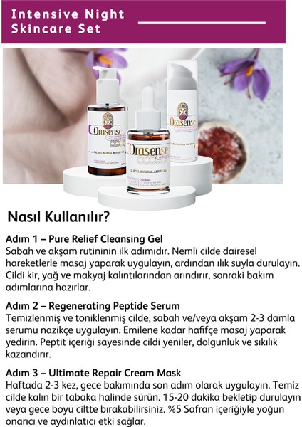 Yoğun Gece Cilt Bakım Seti - Yenileyici Onarıcı Parlatıcı Safran Özlü Vegan fiyatları