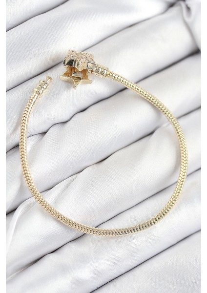 Pirinç Charm Zirkon Taşlı Yıldız Model Gold Renk Kadın Bileklik fiyatları