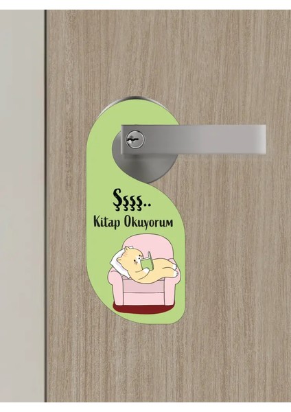 Şşş Kitap Okuyorum Kapı Askısı Kapı Uyarı Levhası