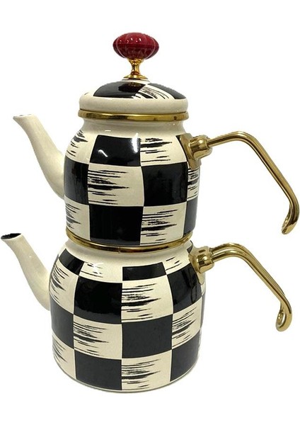 Qualita King XAP-5758 Mini Emaye Dama Çaydanlık Takımı