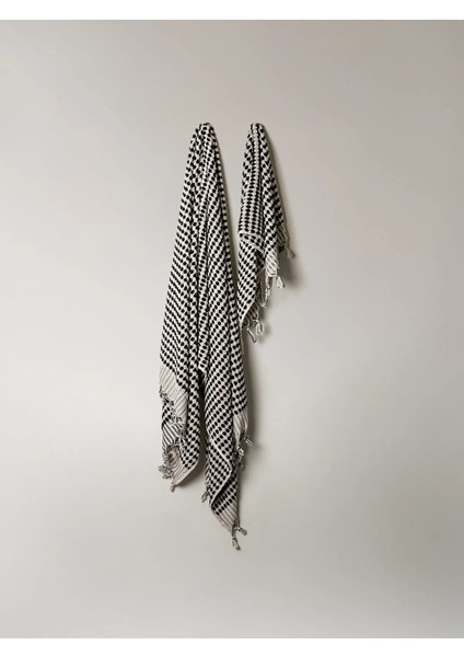 Polka Dot 2'li Siyah Havlu Seti