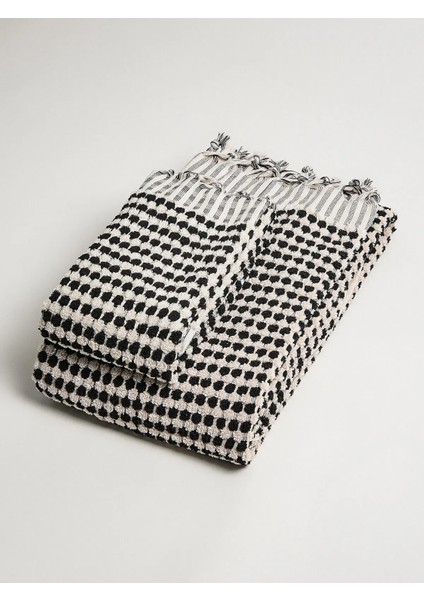 Polka Dot 2'li Siyah Havlu Seti modelleri