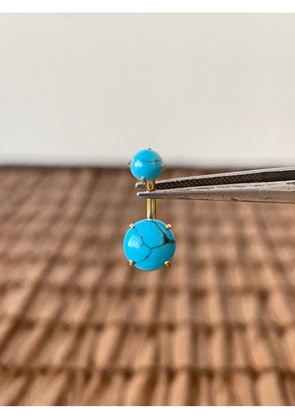 Yüksek Kalite G23 Titanium Doğal Firuze Taşlı Titanyum Göbek Piercingi Taş 10MM fiyatları