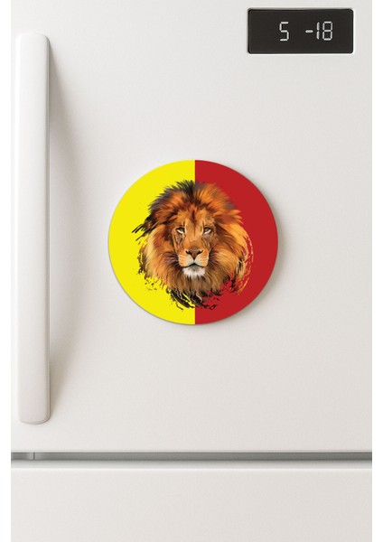 Desenli Temalı Yuvarlak Buzdolabı Magnet – 10X10 cm Sarı Kırmızı