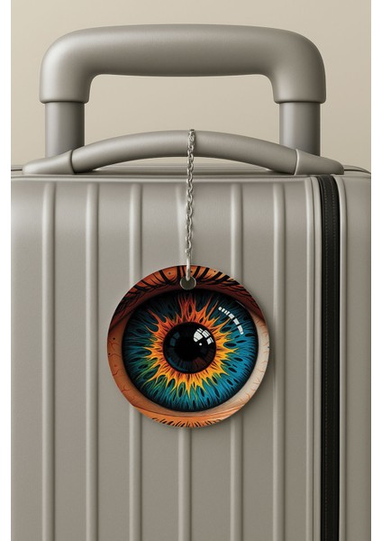 Pleksi Zincirli Bavul Etiketi Seyahat Tatil Için Tasarım Valiz Etiketi Esrarengiz Göz