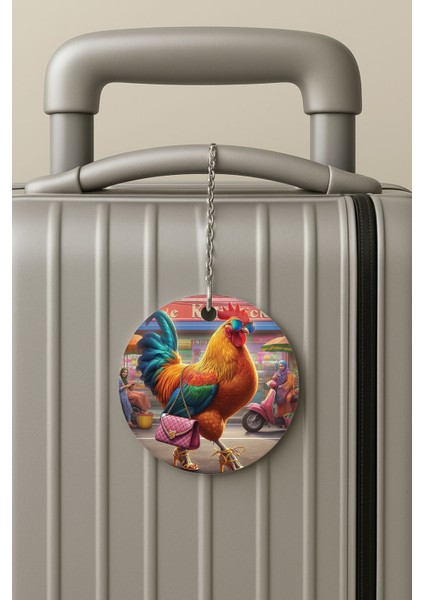 Pleksi Zincirli Bavul Etiketi Seyahat Tatil Için Tasarım Valiz Etiketi Kümes Sokakta