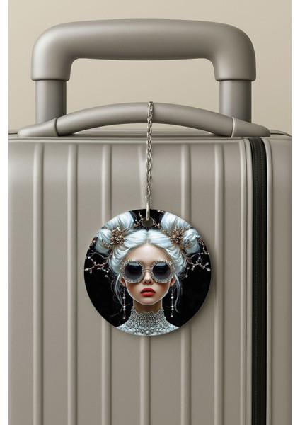 Pleksi Zincirli Bavul Etiketi Seyahat Tatil Için Tasarım Valiz Etiketi Ikonic Moda