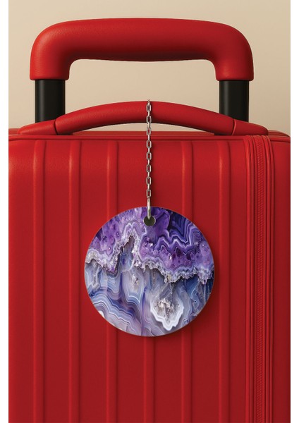 Desenli Baskılı Pleksi Zincir Aparatlı Bavul Etiketi Valiz Etiketi Panare