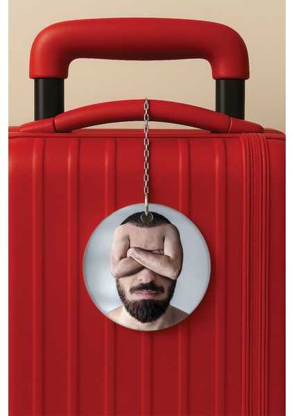 Desenli Baskılı Pleksi Zincir Aparatlı Bavul Etiketi Valiz Etiketi Bi Terslik Var