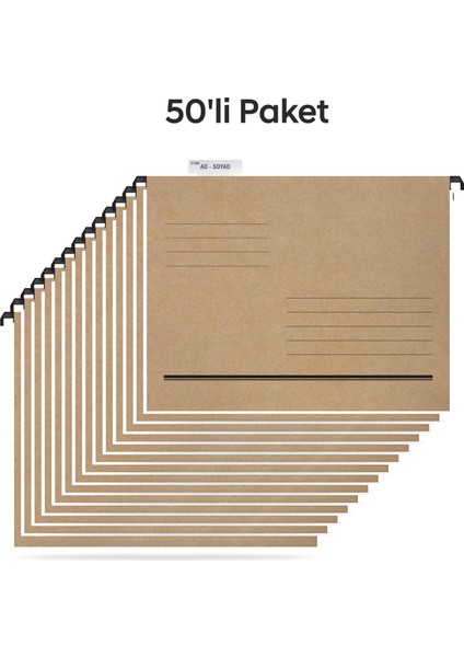 kart ASD2003 Plastik Çubuklu Askılı Telli Dosya 50 Li Paket