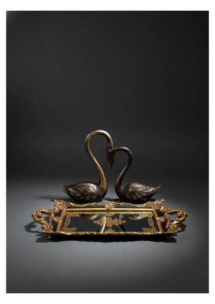 Şık Klasik Oymalı Aynalı Hediyelik Nişan Sunum Tepsisi fiyatları