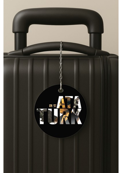 Atatürk Desenli Uv Baskılı Pleksi Bavul Etiketi Seyahat Tatil Valiz Etiketi