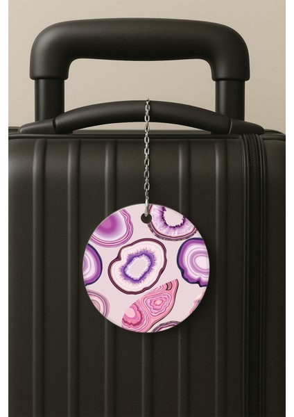 Ametist Desenli Uv Baskılı Pleksi Bavul Etiketi Seyahat Tatil Valiz Etiketi