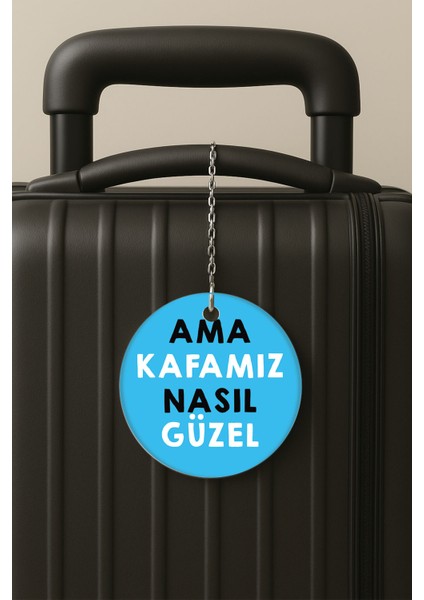 Kafamız Güzel Desenli Uv Baskılı Pleksi Bavul Etiketi Seyahat Tatil Valiz Etiketi