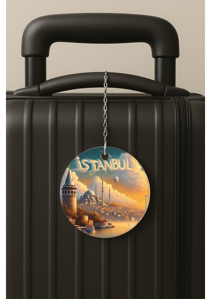 3D Istanbul Desenli Uv Baskılı Pleksi Bavul Etiketi Seyahat Tatil Valiz Etiketi