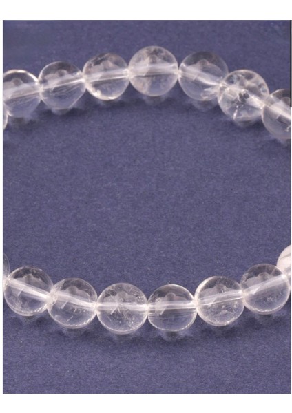 Kristal Kuvars Doğal Taş Bileklik 8 mm Yuvarlak Kesim