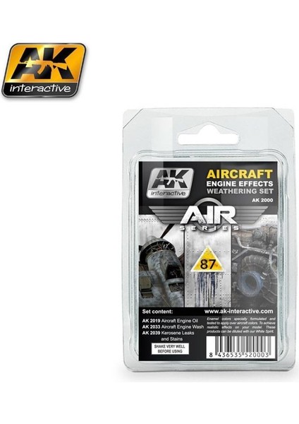 Ak 2000 3X35 Ml. Uçak Motoru Eskitme Efekti, Enamel Model Boyası Seti