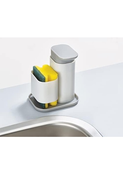 Duo Sabun Dispenseri, Sünger Tutuculu, Mutfak Lavabosu Için El Deterjanı Dispenseri, Gri modelleri