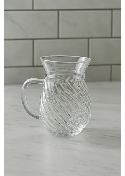 Lunero Borosilikat Cam 6’lı Çay Bardağı Seti – Bambu Tabanlı Çizgili 200 ml fırsatları