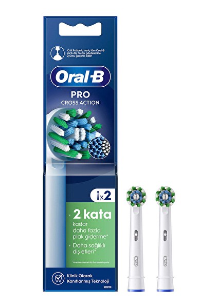 4 Adet -B Sarjlı Diş Fırçası Yedek Cross Action 2'li Beyaz
