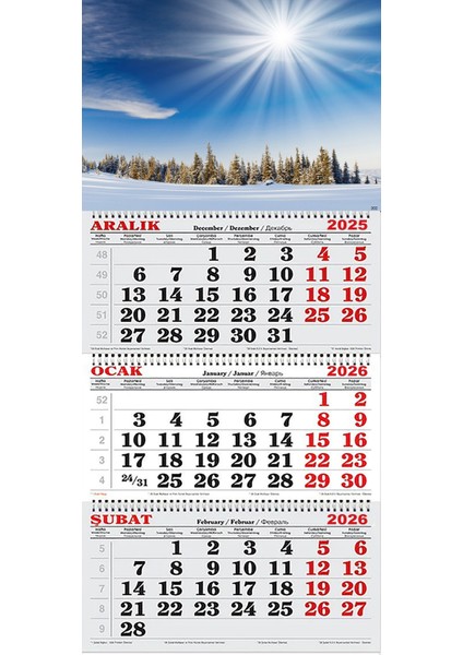 2026 Yılı Gemici Takvim-Kış Güneşi