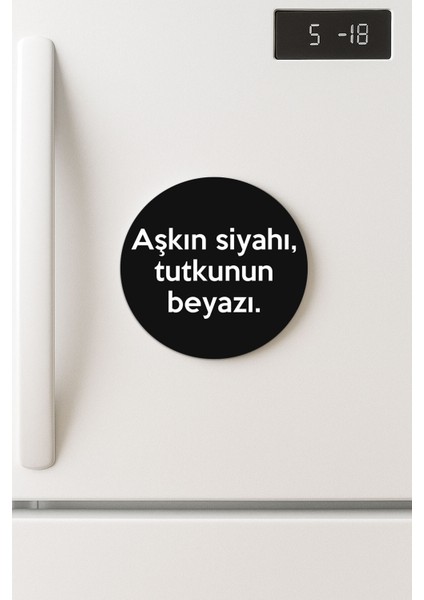 Desenli Temalı Yuvarlak Buzdolabı Magnet – 10X10 cm Aşkın Siyahı
