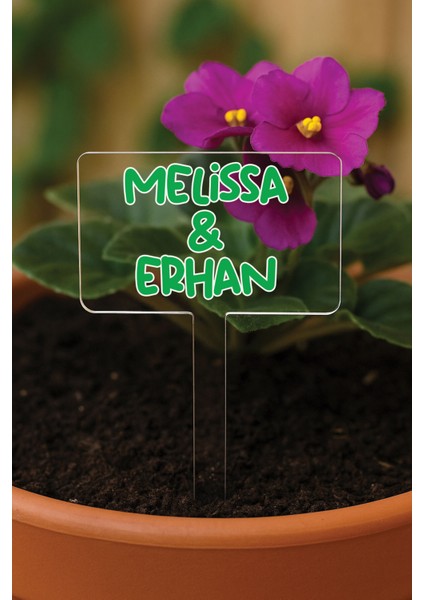 Kişiye Özel Isim Kelime Yazılı Uv Baskılı Şeffaf Dekoratif Pleksi Saksı Süsü - Tsrm 22