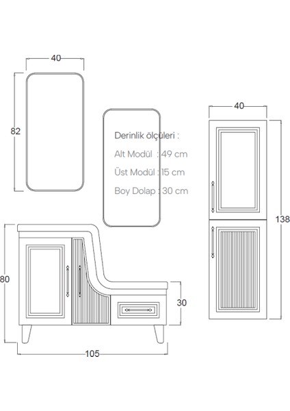 Ceylın Banyo Dolabı 105 cm (Boy Dolabı Dahil Değildir.) fırsatları