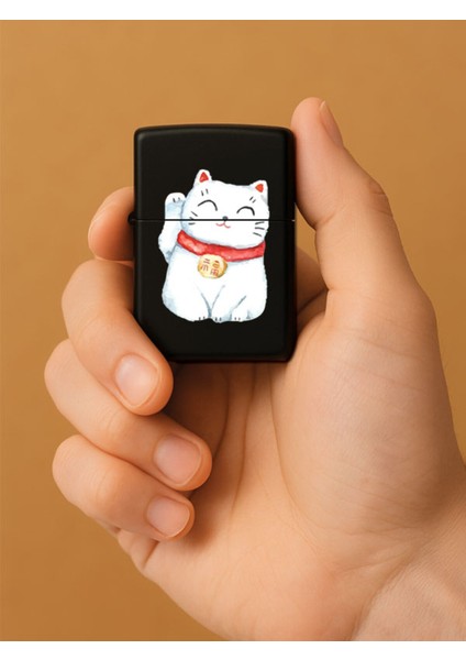 Özel Tasarım Şık ve Dayanıklı Uv Desenli Baskılı Benzinli Metal Çakmak Japan Cat