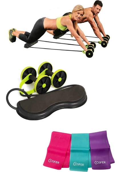 2'li Set Mekik Spor Aleti 3'lü Pilates Bandı Seti Hafif-orta-sert Direnç