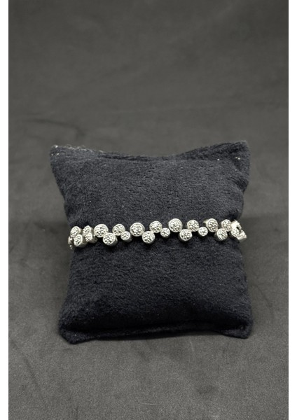 Işıltılı Daireler Bilekliği Markazit Taşlı Gümüş Bileklik