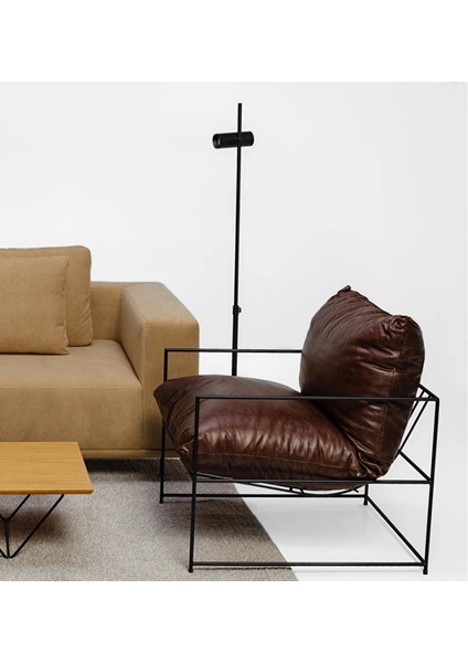 Demonte Metal Iskeletli Modern Berjer - Suni Deri Kılıf, Boncuk Elyaf Dolgulu, Geniş Berjer modelleri