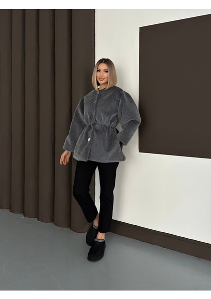 Kadın Fox Kaşe Balon Kol Kısa Kaban – | Oversize Beli Büzgülü Tasarım modelleri