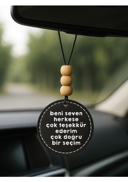 Özel Tasarım Deri Baskılı Desenli Araba Dikiz Aynası Süsü Siyah - Doğru Seçim