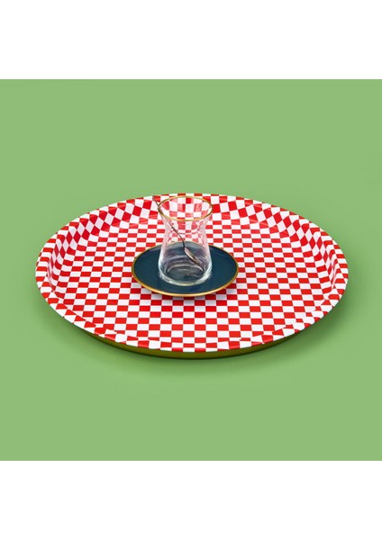 Metal Tepsi - Kırmızı / Beyaz fiyatları