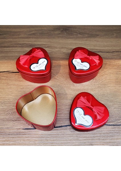 Kırmızı Metal Kalp Hediye Kutusu