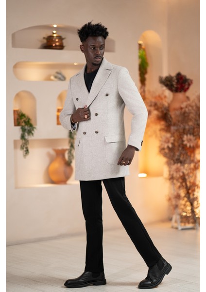 Italyan Yaka Yünlü Kruvaze Kaşe Kaban fiyatları