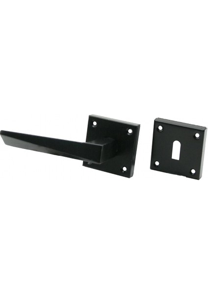 4 Takım Pratik Prizma Oda Siyah Rozetli Kapı Kolu (5324)