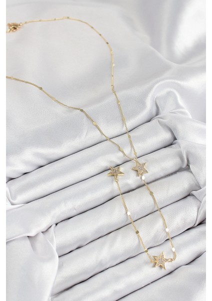 Bfs Pirinç Zirkon Taşlı Yıldız Model Gold Renk Y Kolye fiyatları