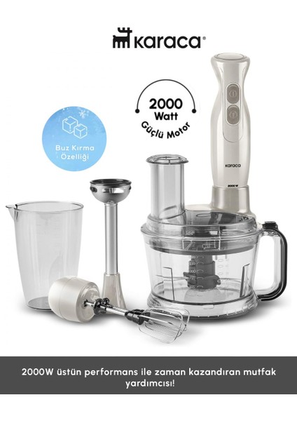 PRO-2000W Turbo Doğrayıcı, Dilimleme Rondo, Blender - Ikili Çelik Mikser, Buz Kırıcı Mutfak Robotu+ Hassas Mutfak Tartısı