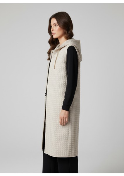 Düğme Detaylı Kapüşonlu Kapitone Yelek 110CM modelleri