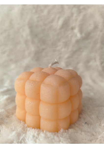 Bubble Desenli Dekoratif Mum, Tek Renk